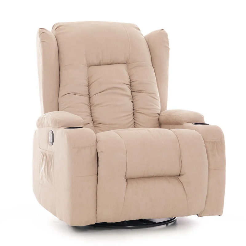 Relaxačné polohovacie kreslo, béžová látka
