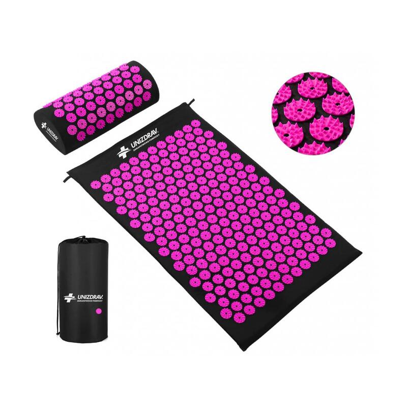 Akupresúrna podložka s vankúšom UNIZDRAV, čierno-ružová