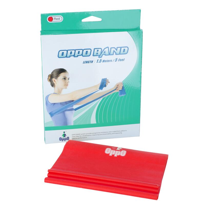 Posilňovacia guma OPPO BAND červená s ľahkým odporom, 1,5 m