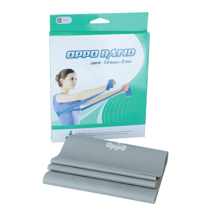 Posilňovacia guma OPPO BAND strieborná s extra silným odporom, 1,5 m
