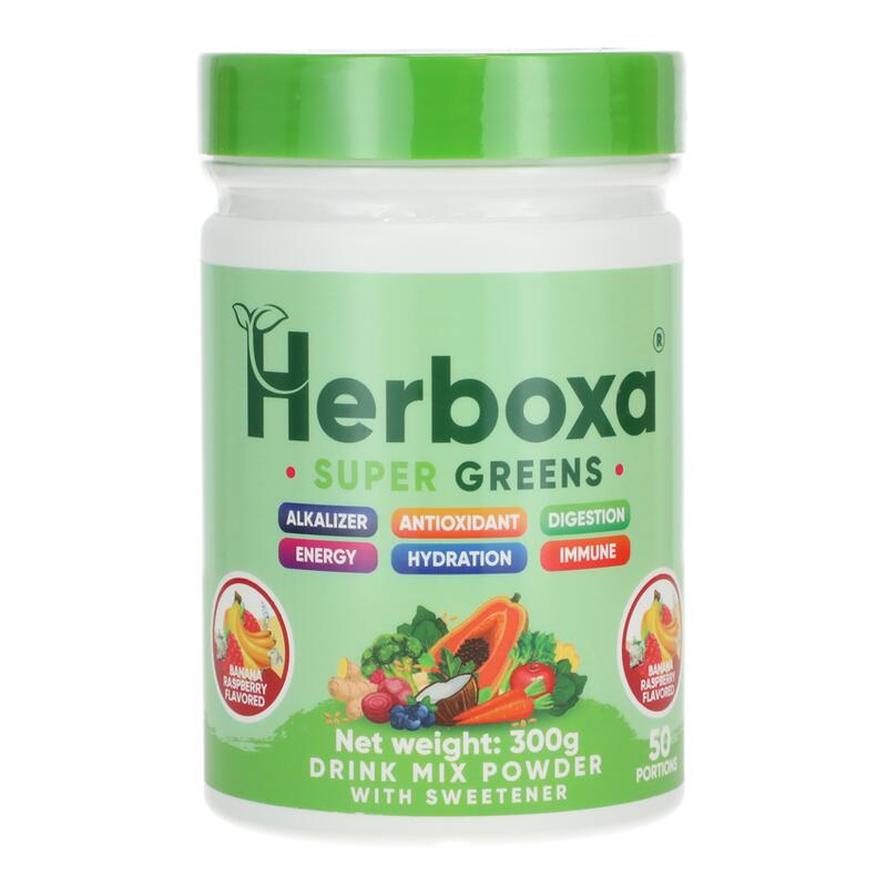 Herboxa SUPER GREENS Banán & malina, 300 g