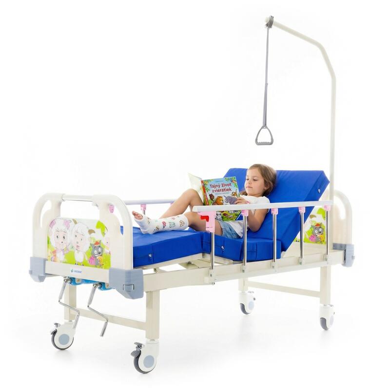Detská mechanická polohovacia posteľ s matracom UNIZDRAV