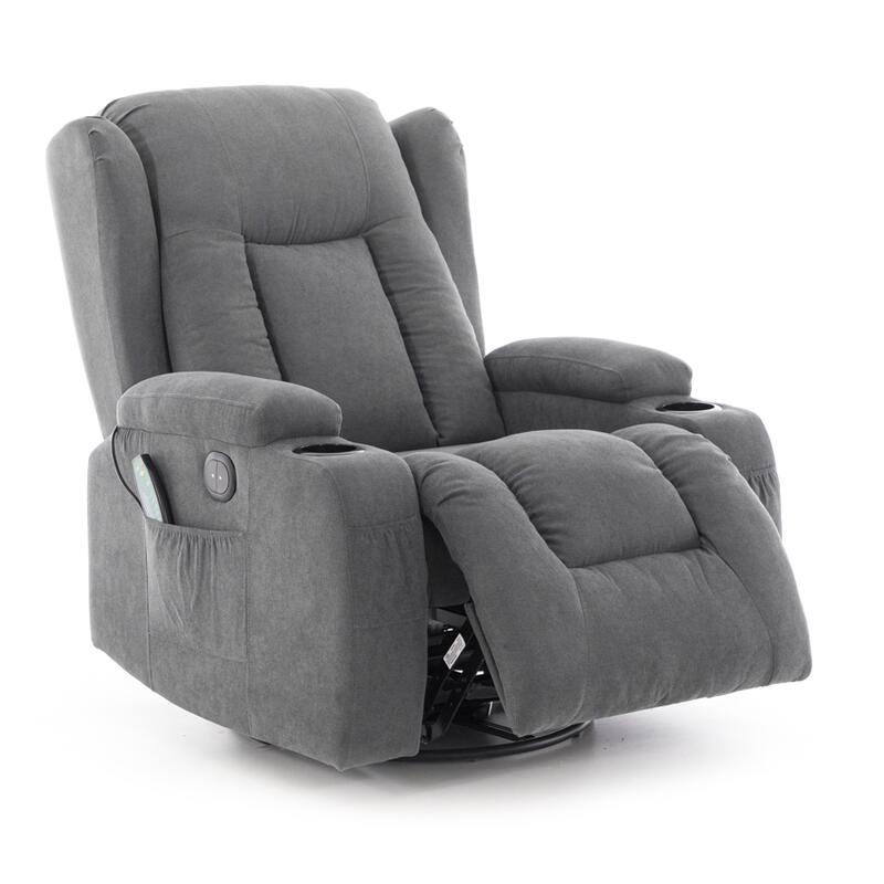 Relaxačné polohovacie kreslo, antracitová látka - VÝSTAVNÝ KUS, BEZ FUNKCIÍ MASÁŽE A VYHRIEVANIA