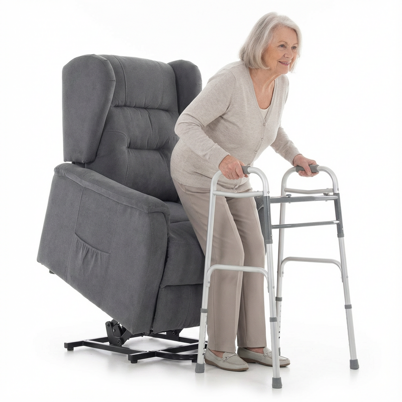 Masážne polohovacie kreslo s vyklápaním COMFORT+, antracitová látka - BEZ PÔVODNÉHO OBALU