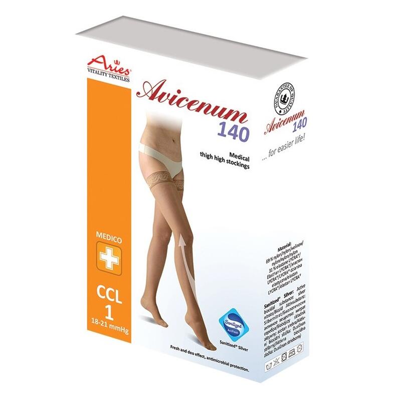 Avicenum 140 DEN - stehenné pančuchy so samodržiacou krajkou, telové