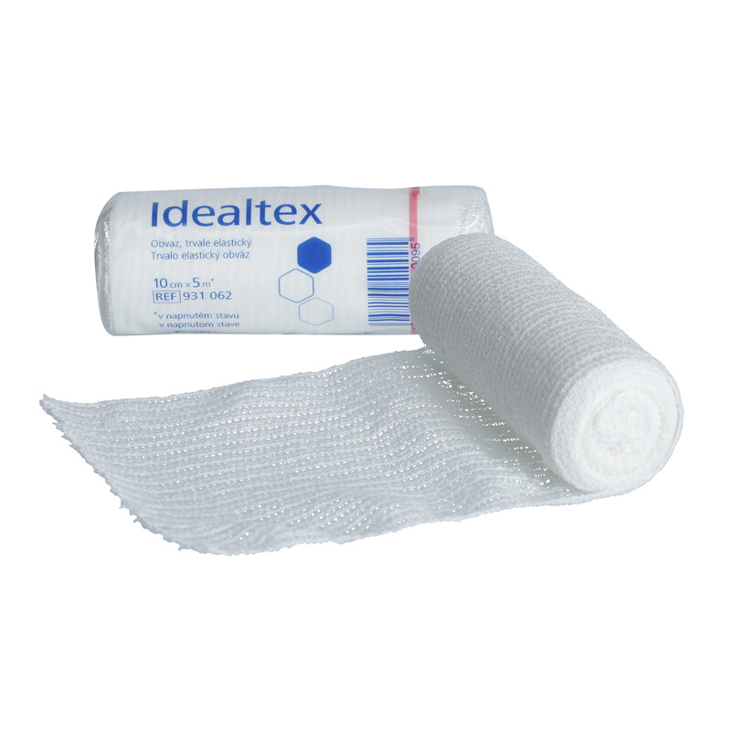 Obväz elastický dlhoťažný -IDEALTEX 10cm x 5m