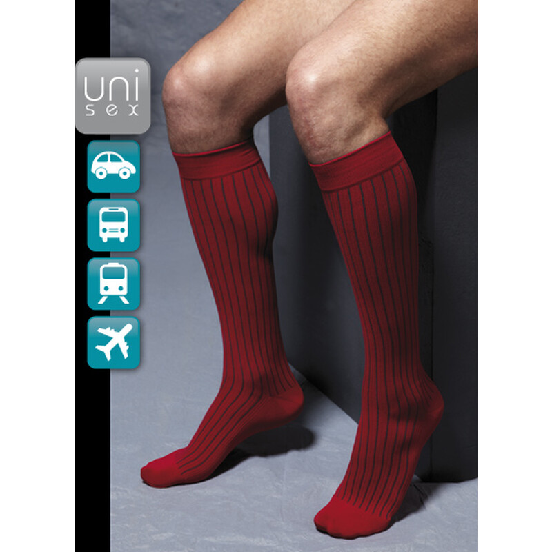Cestovné lýtkové pančuchy - červené - RELAX Travel