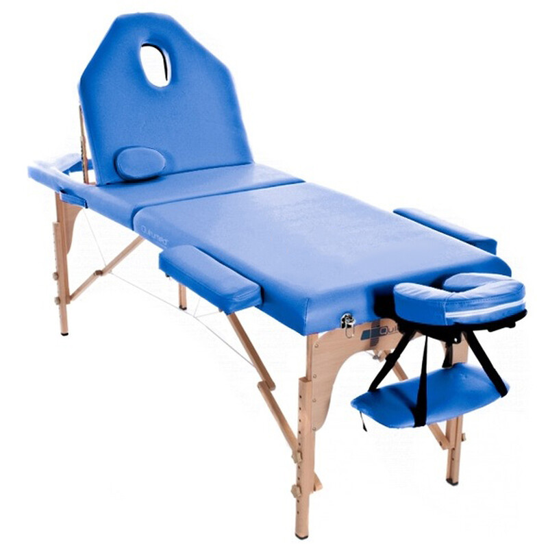 Drevené masážne lehátko - polohovacie, modré