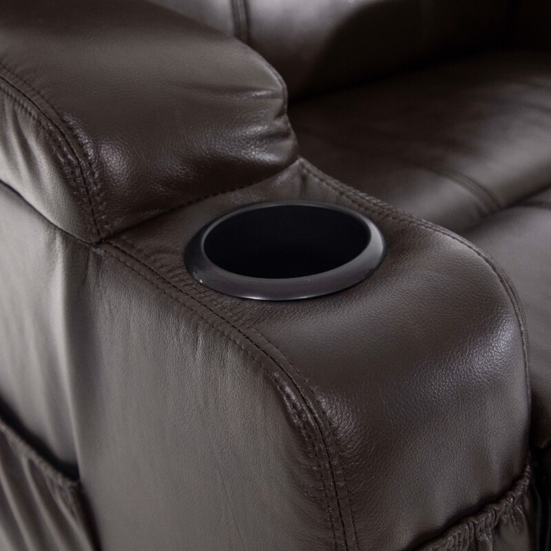 Masážne polohovacie kreslo s vyklápaním eko koža, tmavohnedé