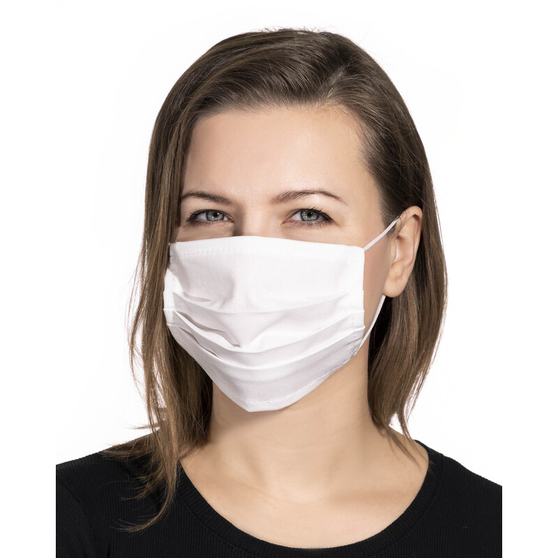 Rúško na tvár plátené na gumičku, biele 1 ks