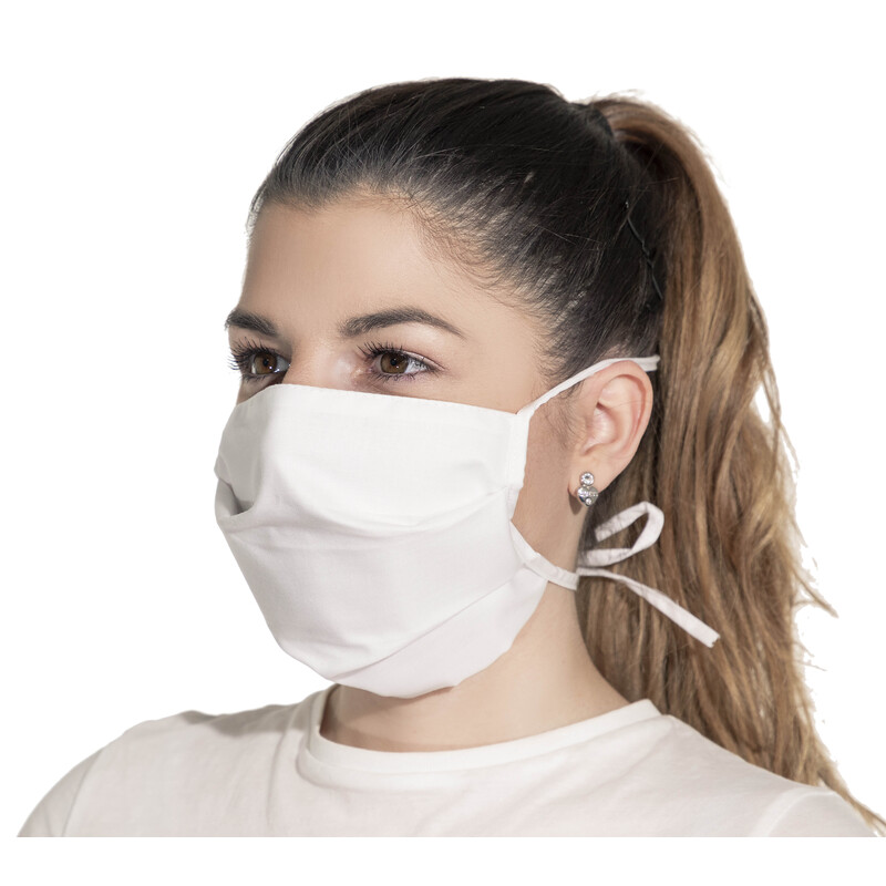 Rúško na tvár plátenné so šnúrkou, biele 1 ks