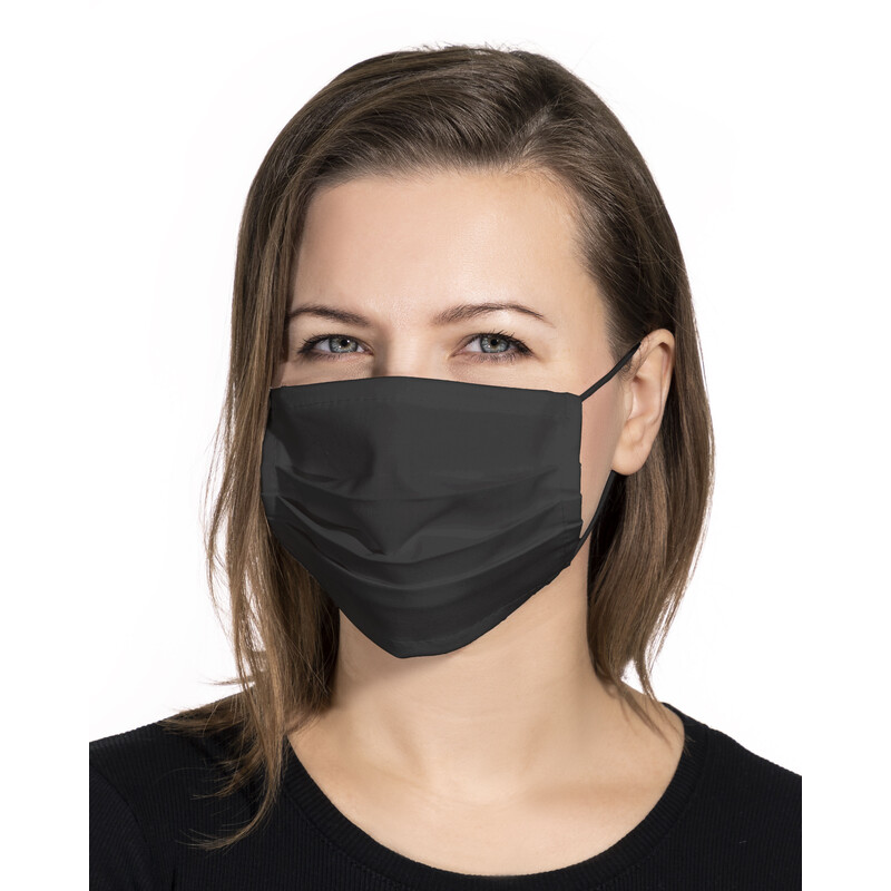 Rúško na tvár plátenné na gumičku, čierne 1 ks