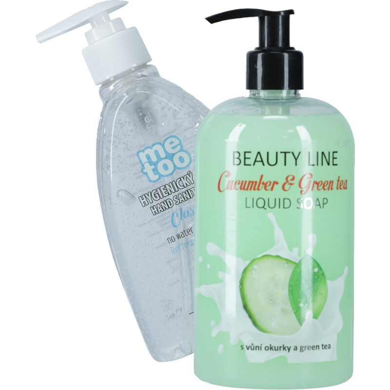 Dezinfekčný set – tekuté mydlo Beauty Line & hygienický gél Me Too, 2x 500 ml
