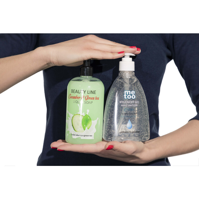 Dezinfekčný set – tekuté mydlo Beauty Line & hygienický gél Me Too, 2x 500 ml