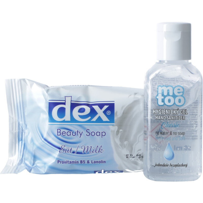 Dezinfekčný set – tuhé mydlo Dex & hygienický gél Me Too, 100 g + 50 ml