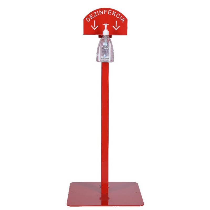 Stojan červený na dezinfekciu rúk s dezinfekčným gélom Me Too, 500 ml
