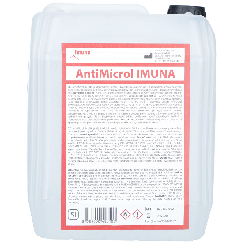 Dezinfekčný roztok AntiMicrol IMUNA, 5 l