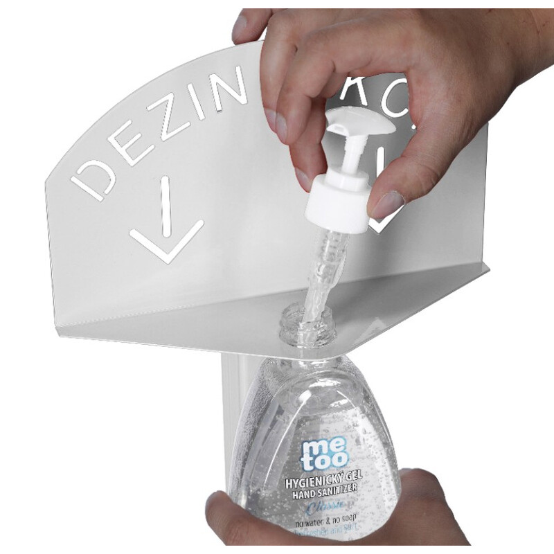 Stojan biely na dezinfekciu rúk s dezinfekčným gélom Me Too, 500 ml