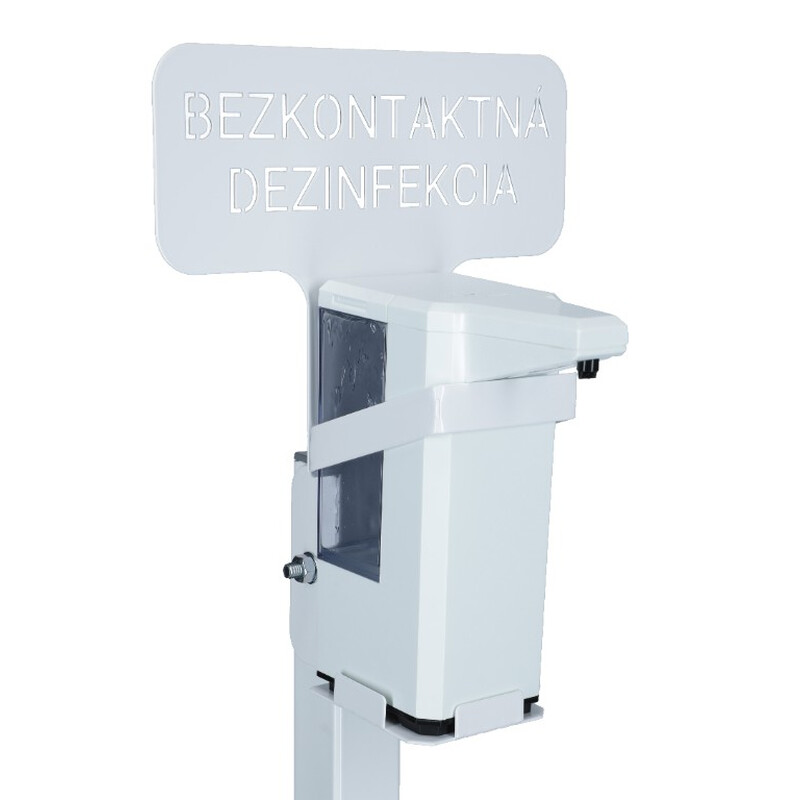 Stojan biely s bezdotykovým dávkovačom dezinfekcie