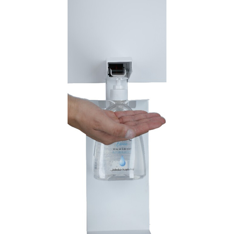 Stojan biely na dezinfekciu rúk s dezinfekčným gélom Me Too, 500 ml