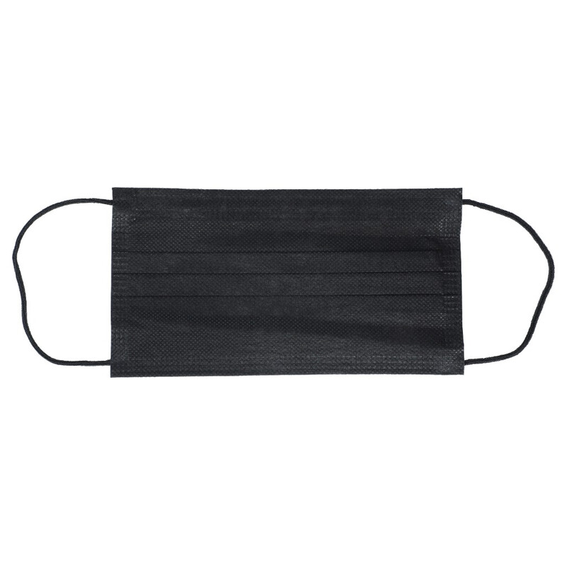 Rúška na tvár s gumičkou – chirurgické čierne, 50 ks