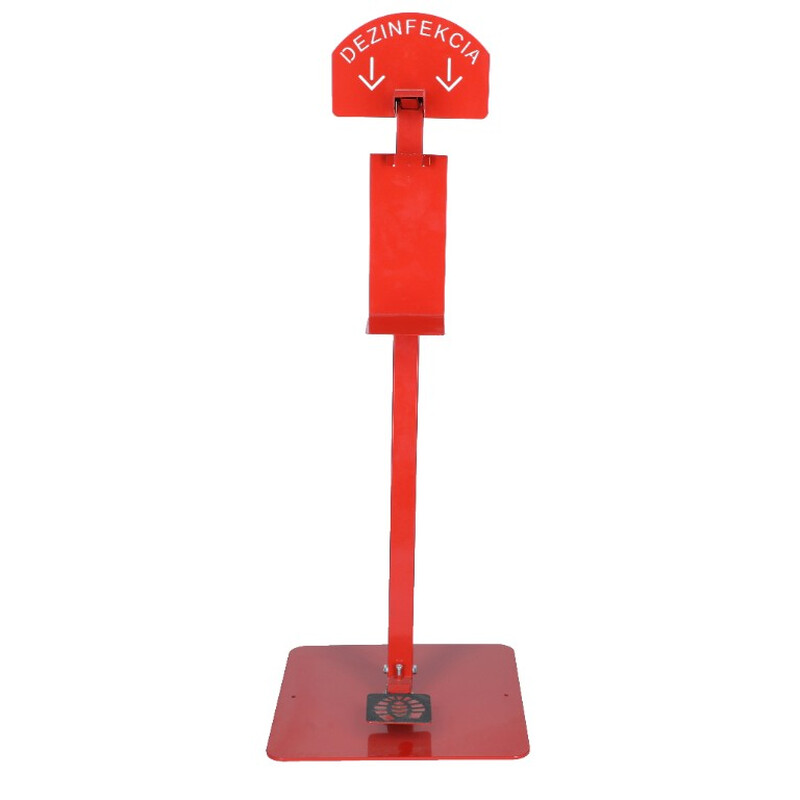 Stojan červený na dezinfekciu rúk, bez dezinfekcie, 110 cm