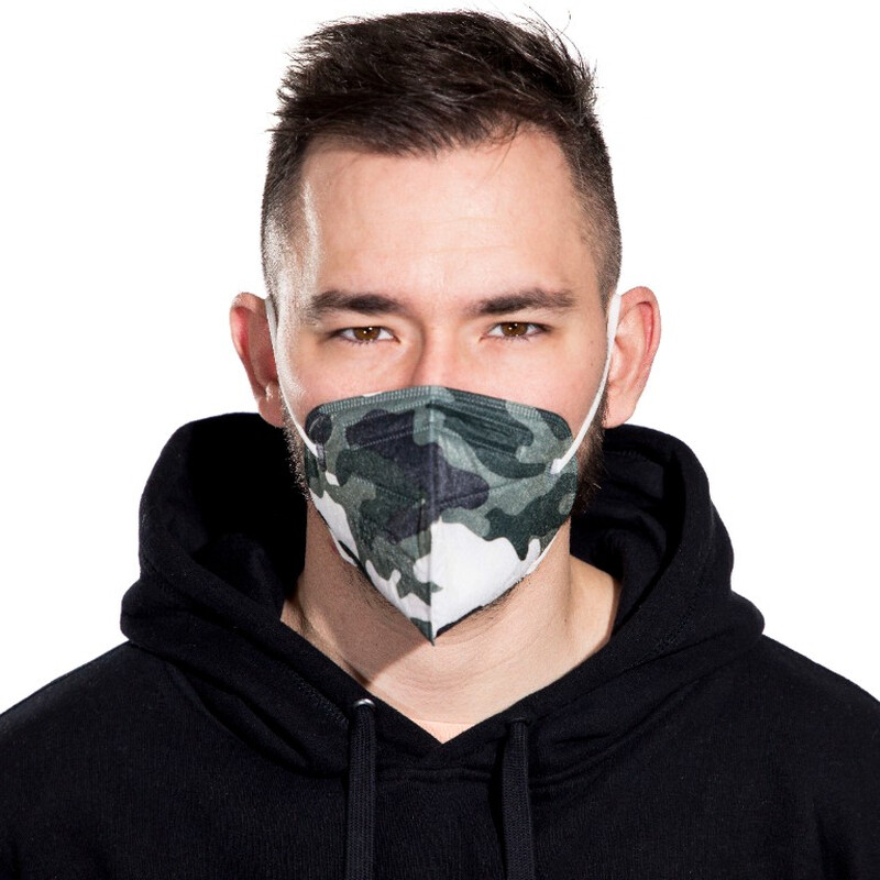 Respirátor FFP2 bez výdychového ventilu, maskáčový