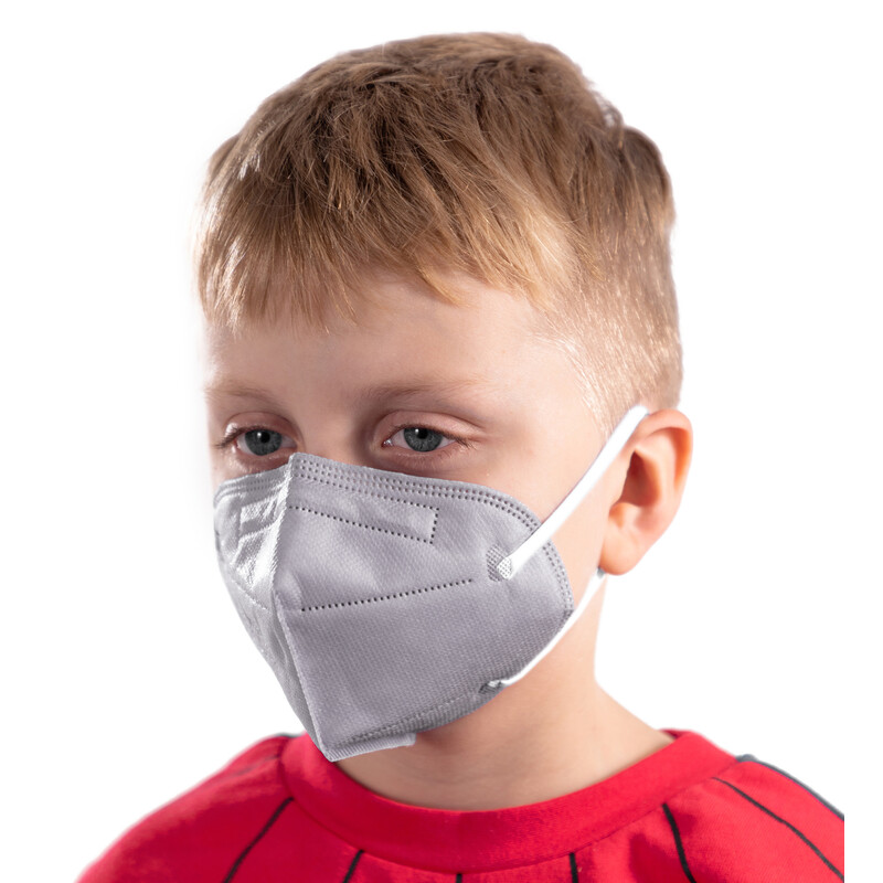Detský respirátor FFP2 bez výdychového ventilu, sivý