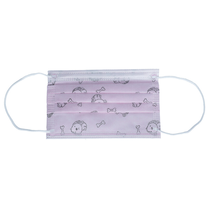 Detské rúška na tvár s gumičkou, 50 ks - vzorované ružové