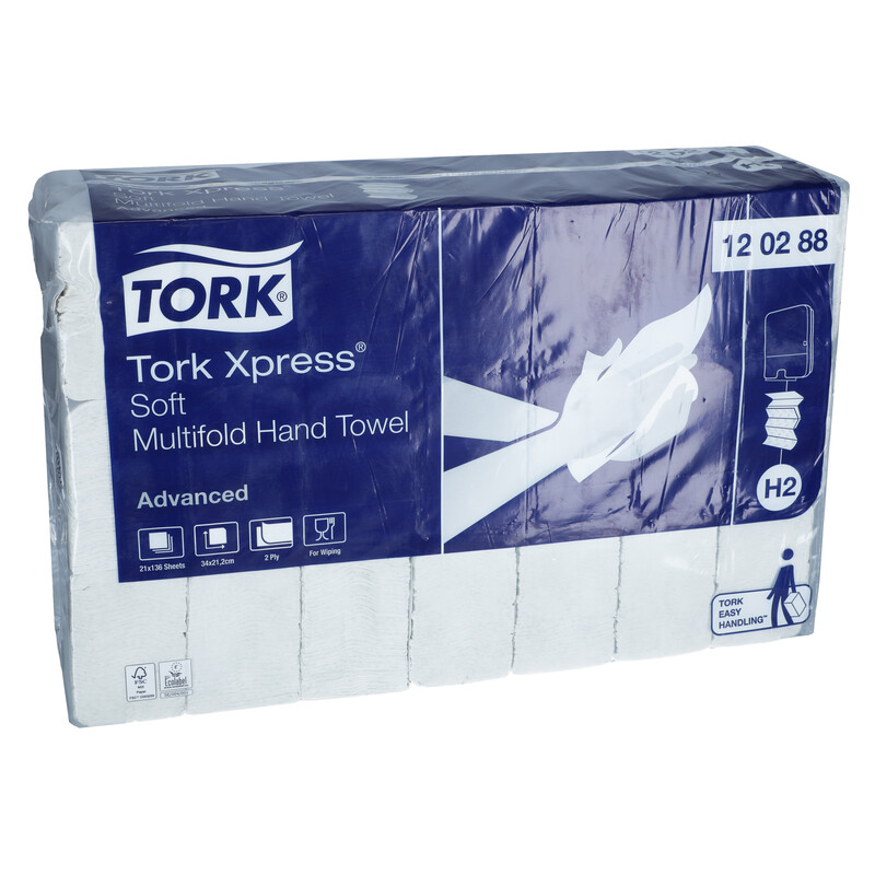 Papierové utierky na ruky Tork Xpress Multifold Advanced (H2), 2856 ks
