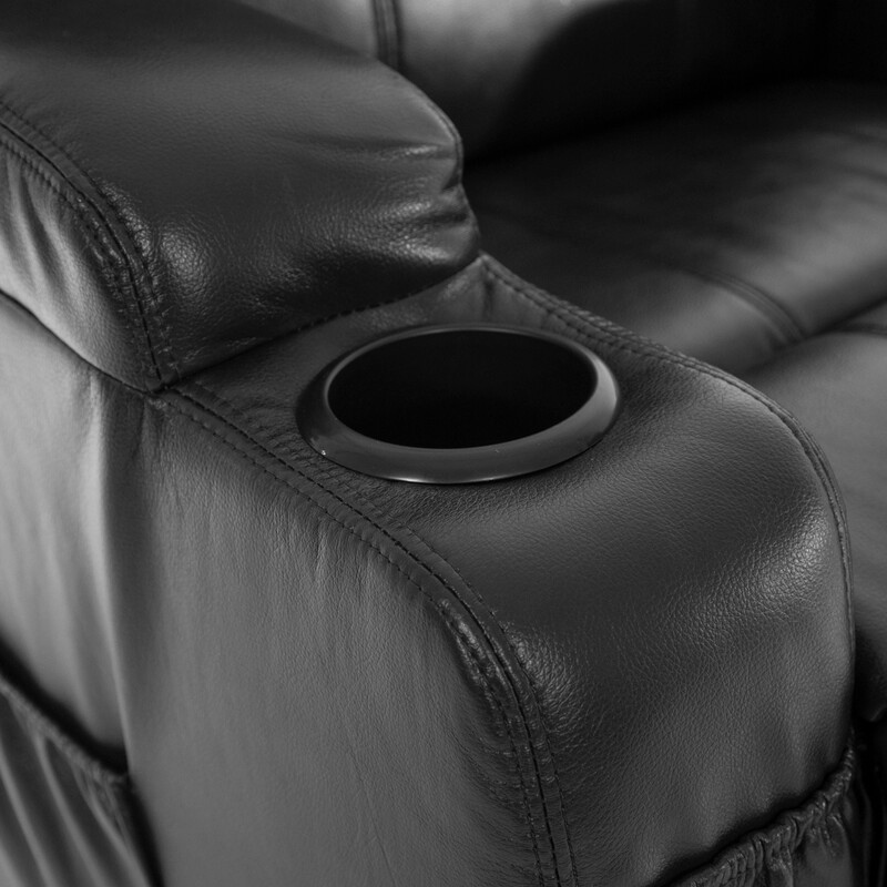 Masážne polohovacie kreslo s vyklápaním eko koža, čierne