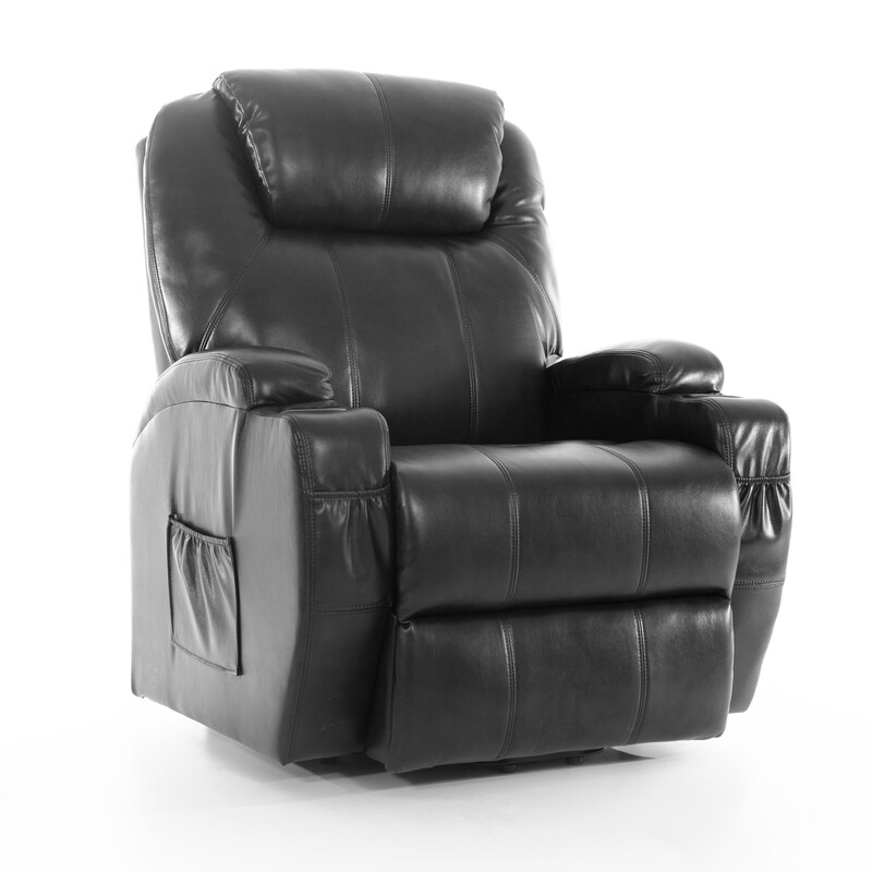 Masážne polohovacie kreslo s vyklápaním eko koža, čierne