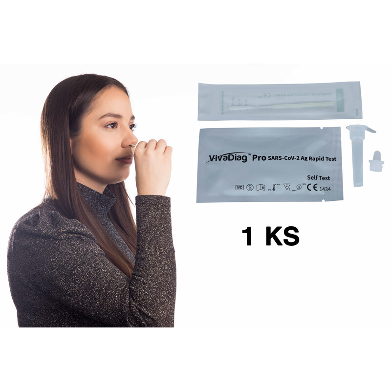VivaDiag Antigénový certifikovaný samotest – self test zo špičky nosa na COVID-19, 1 ks