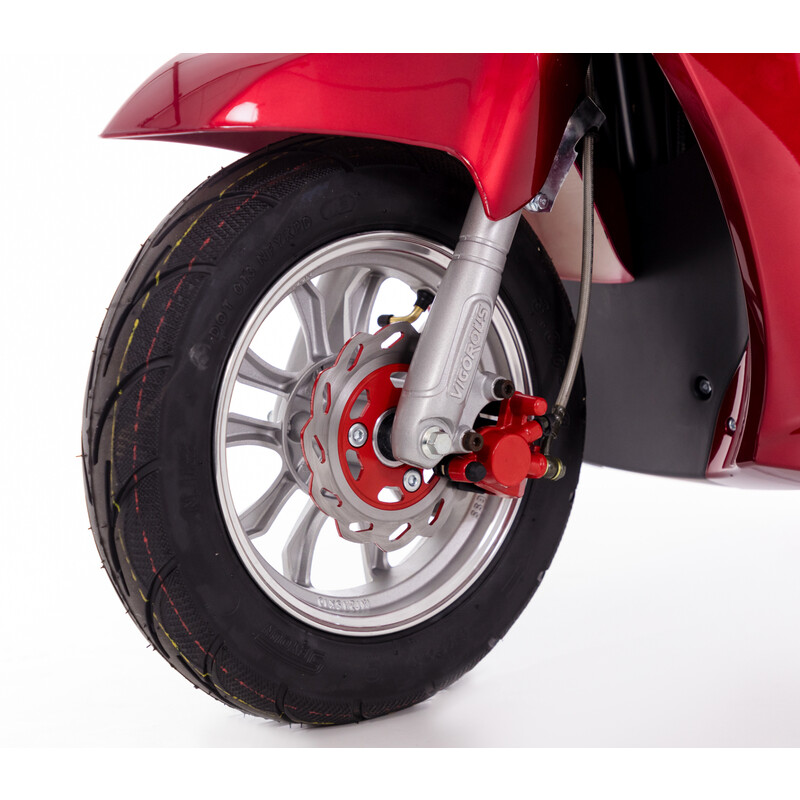 Elektrický trojkolesový skúter CHAMPION pre seniorov a imobilných – výkonný 1000 W motor, červený