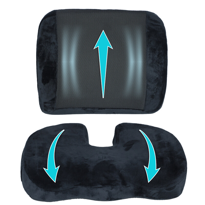 Ortopedický vankúš na sedenie + ortopedická opierka chrbta – kompletný set