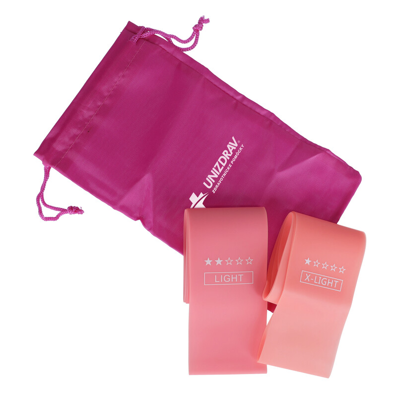 Odporové posilňovacie gumy ružové, sada 5 ks