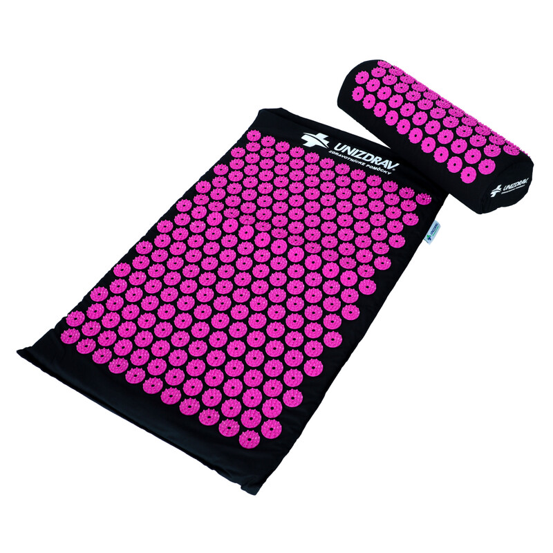 Akupresúrna podložka s vankúšom UNIZDRAV, čierno-ružová