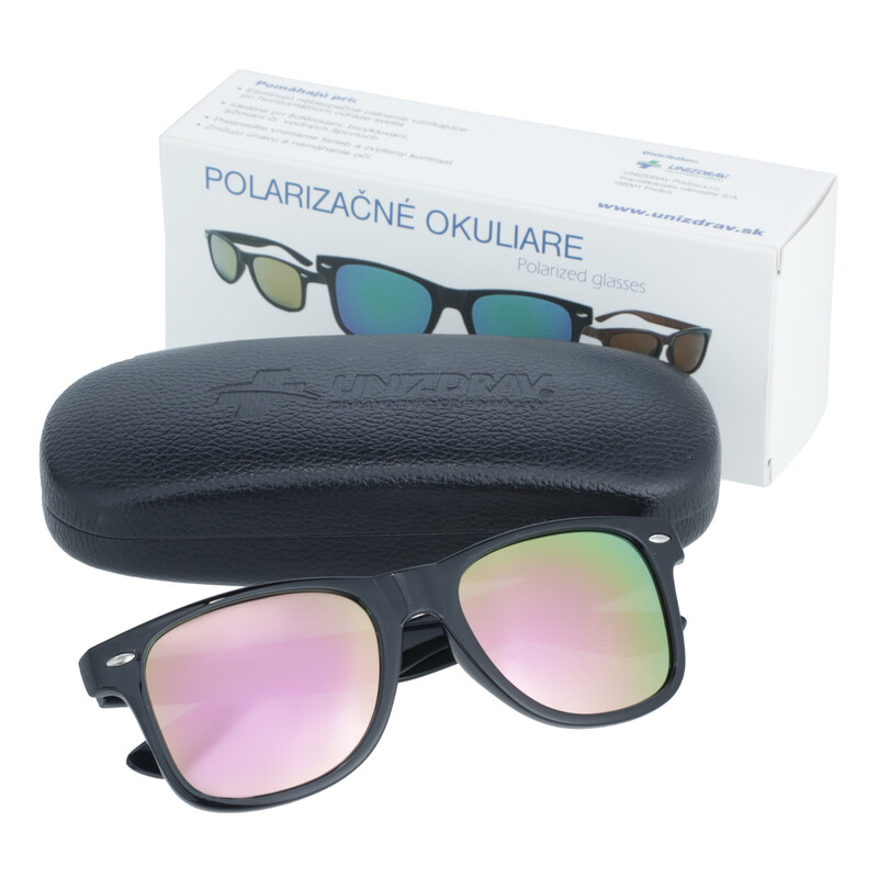Polarizačné okuliare UNIZDRAV oranžové + pevné puzdro, vrecúško a tester