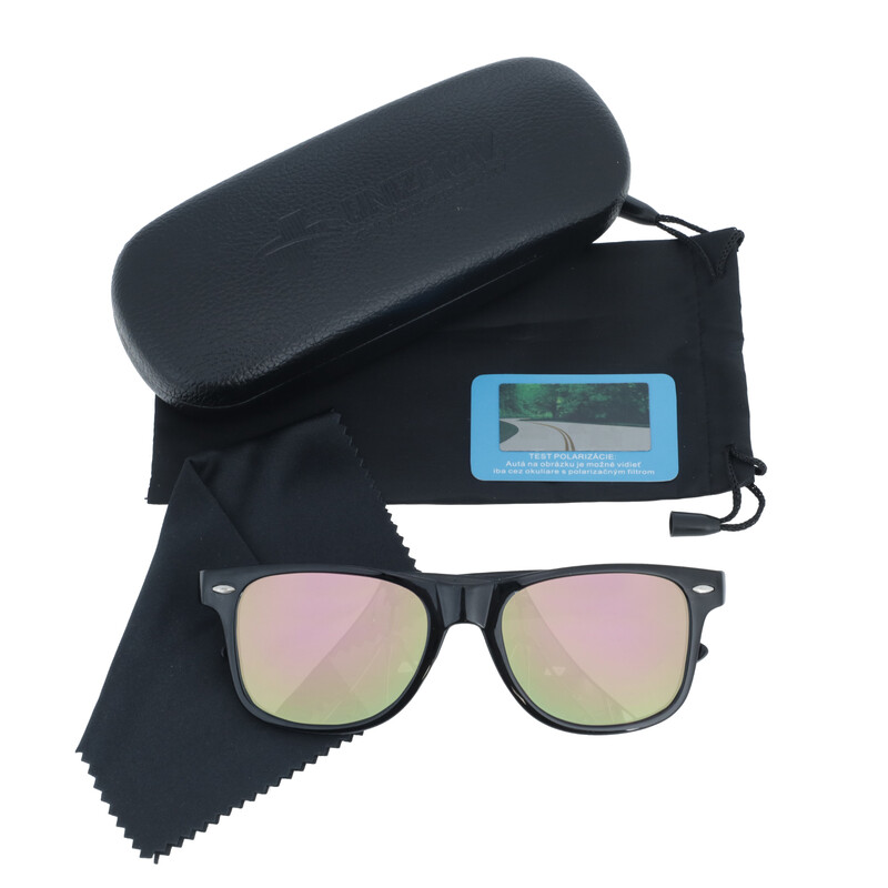Polarizačné okuliare UNIZDRAV oranžové + pevné puzdro, vrecúško a tester