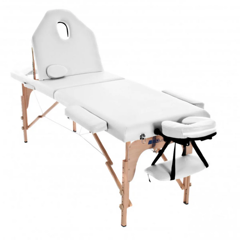 Drevené masážne lehátko - polohovacie, biele