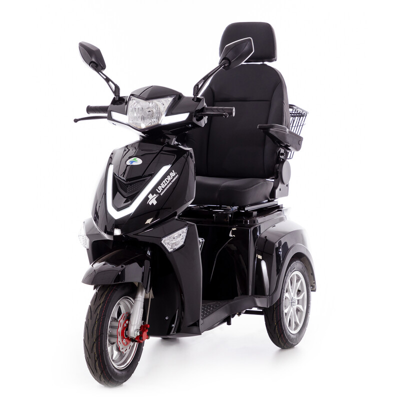 Elektrický trojkolesový skúter CHAMPION pre seniorov a imobilných – výkonný 1000 W motor, čierny