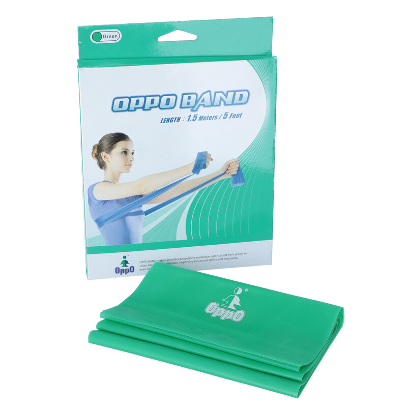 Posilňovacia guma OPPO BAND zelená so stredným odporom, 1,5 m