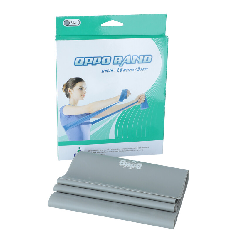 Posilňovacia guma OPPO BAND strieborná s extra silným odporom, 1,5 m