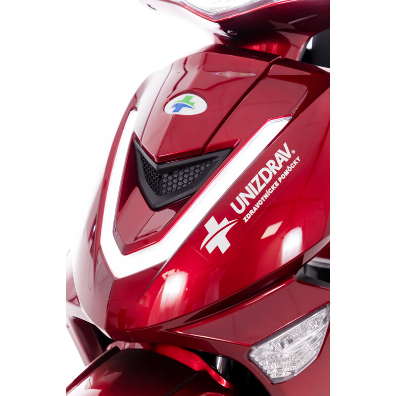 Elektrický trojkolesový skúter CHAMPION pre seniorov a imobilných – výkonný 1000 W motor, červený - ŠKRABANEC NA VOLANTE