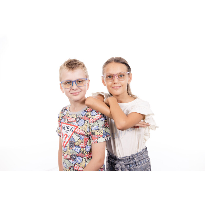 Okuliare proti modrému svetlu pre deti modré UNIZDRAV + puzdro, vrecúško a testovacia sada