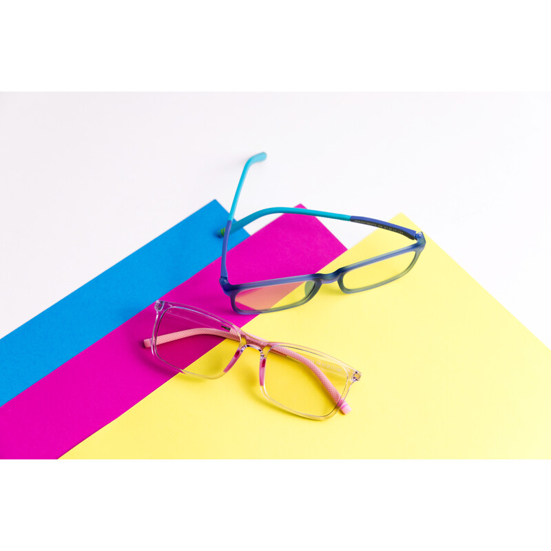 Okuliare proti modrému svetlu pre deti modré UNIZDRAV + puzdro, vrecúško a testovacia sada