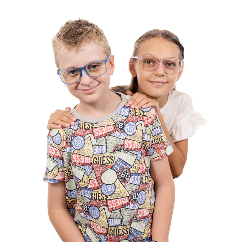 Okuliare proti modrému svetlu pre deti modré UNIZDRAV + puzdro, vrecúško a testovacia sada