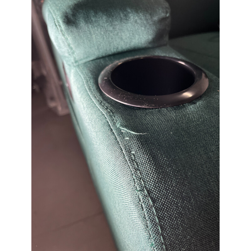 Relaxačné polohovacie kreslo, smaragdovo-zelená látka - ZLÉ PREŠITIE NA PRAVEJ STRANE