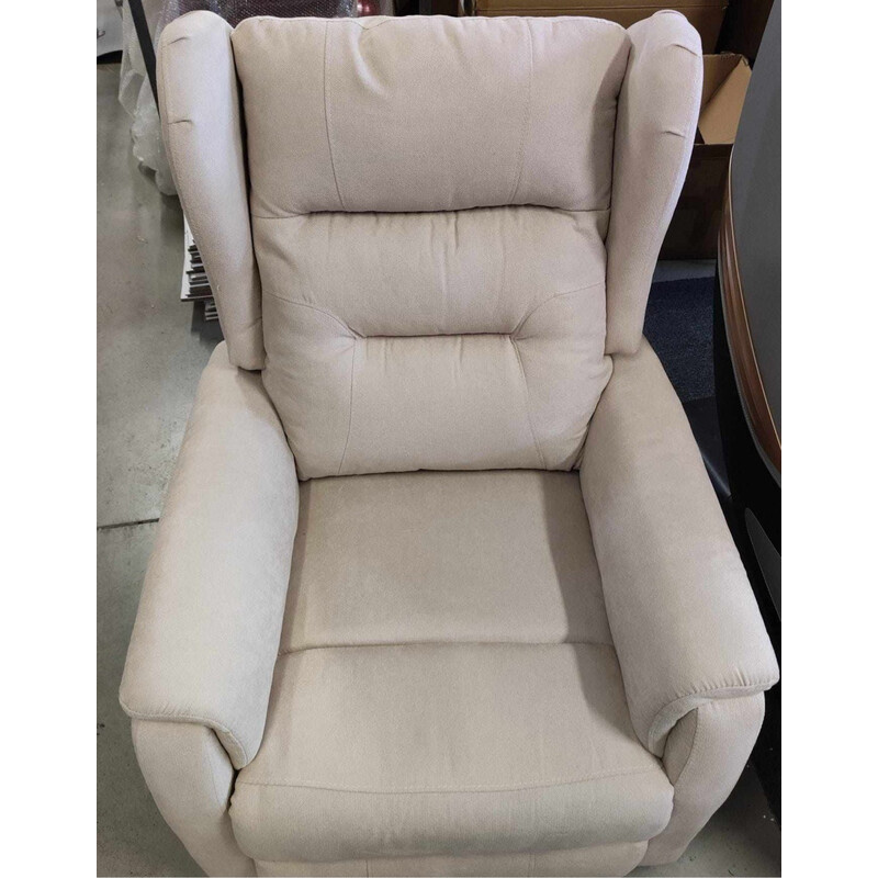 Relaxačné polohovacie kreslo COMFORT Ušiak - béžová látka - NEFUNKČNÉ POLOHOVANIE + VÝROBNÁ VADA - CHYBNÁ VÝPLŇ V OPIERKE HLAVY