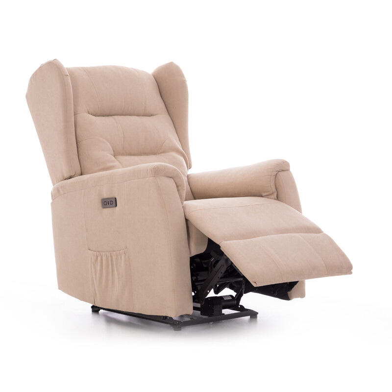 Relaxačné polohovacie kreslo COMFORT Ušiak - béžová látka - NEFUNKČNÉ POLOHOVANIE + VÝROBNÁ VADA - CHYBNÁ VÝPLŇ V OPIERKE HLAVY